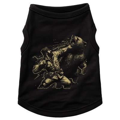 Man Punching Bear Funny Retro Vintage Hunting Doggie Tank