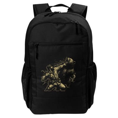 Man Punching Bear Funny Retro Vintage Hunting Backpack