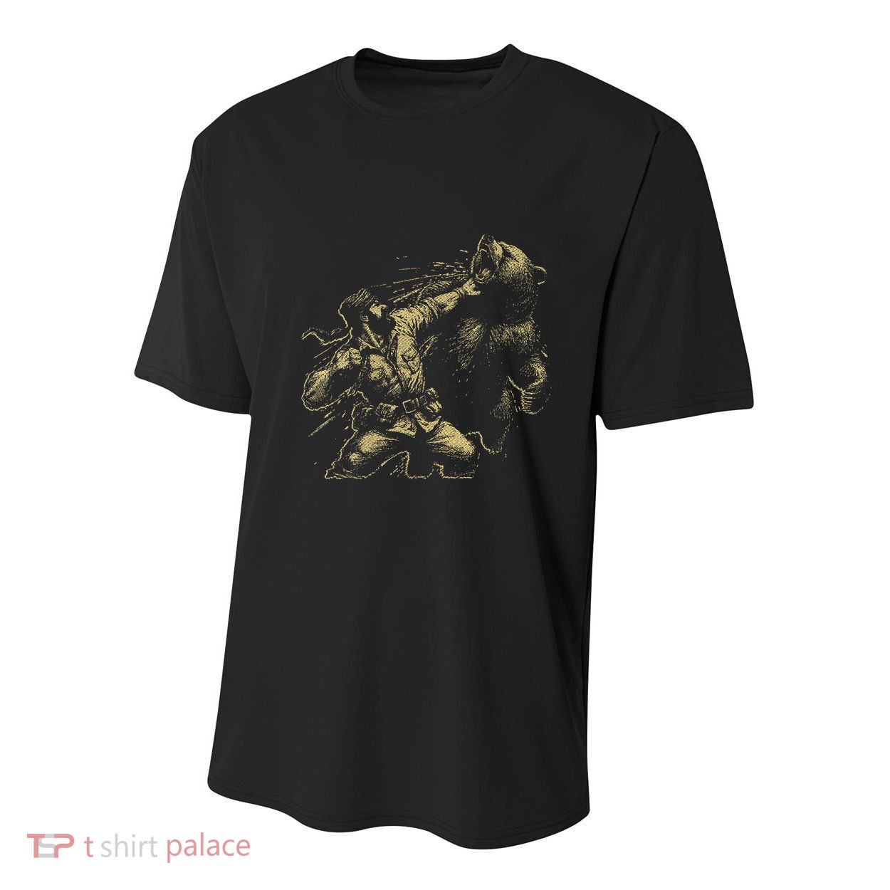 Man Punching Bear Funny Retro Vintage Hunting Youth Performance Sprint T-Shirt