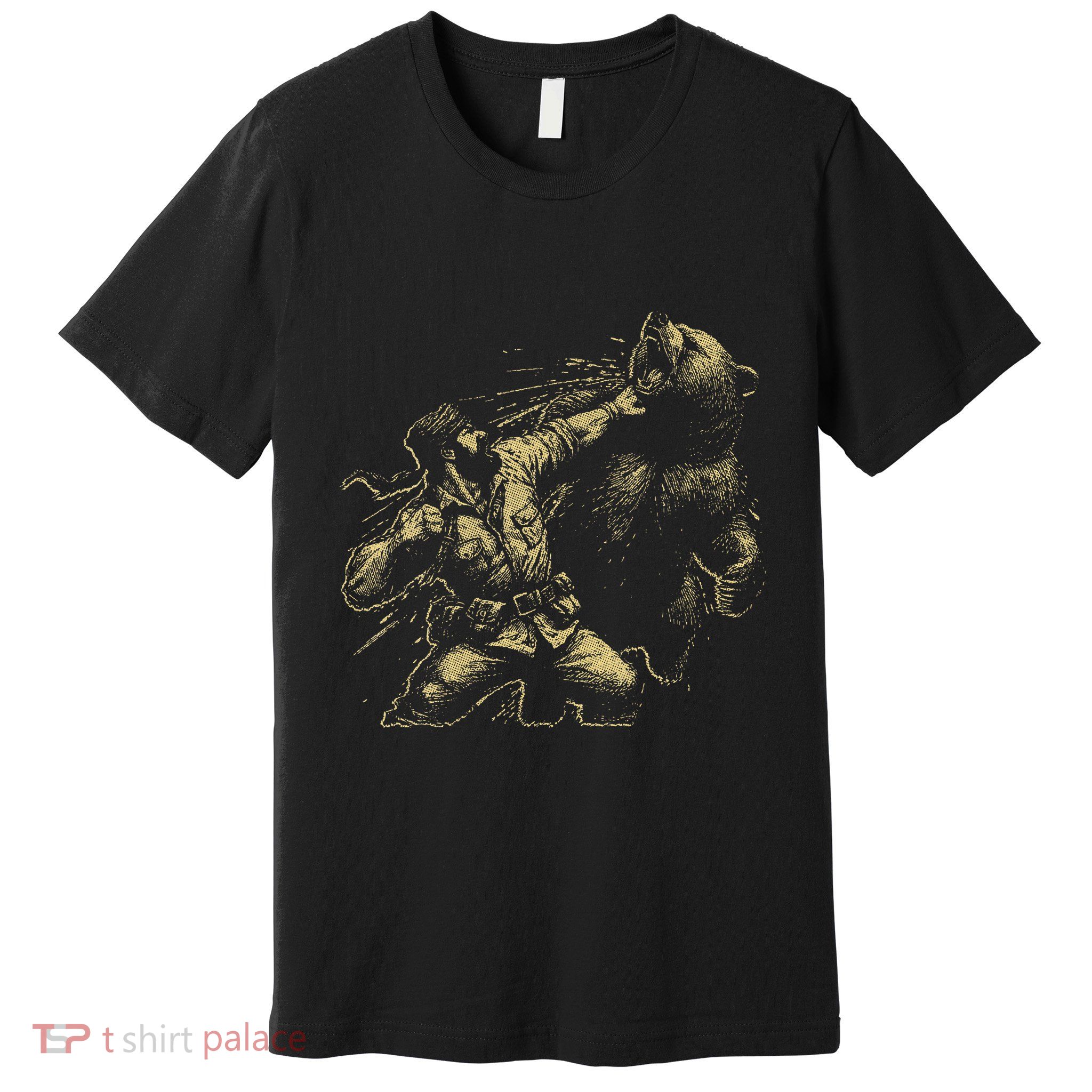 Man Punching Bear Funny Retro Vintage Hunting Premium T-Shirt