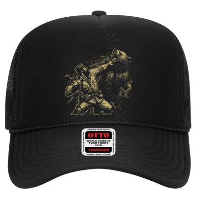 Man Punching Bear Funny Retro Vintage Hunting Trucker Hat