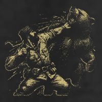 Man Punching Bear Funny Retro Vintage Hunting Golf Towel