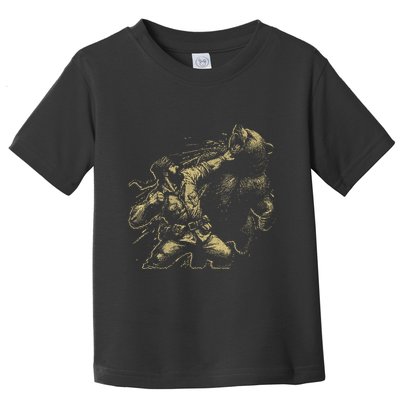 Man Punching Bear Funny Retro Vintage Hunting Toddler T-Shirt