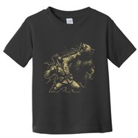 Man Punching Bear Funny Retro Vintage Hunting Toddler T-Shirt