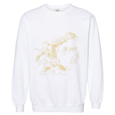 Man Punching Bear Funny Retro Vintage Hunting Garment-Dyed Sweatshirt