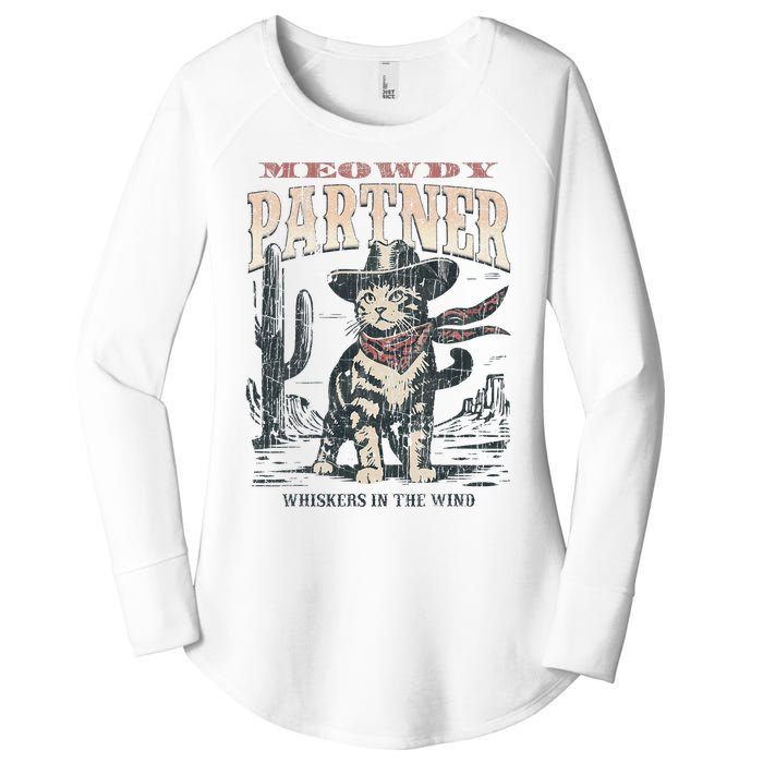 Meowdy Partner Cowboy Cat Vintage Women's Perfect Tri Tunic Long Sleeve Shirt