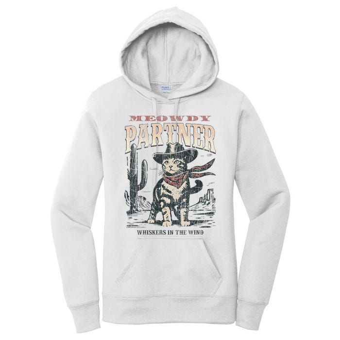 Meowdy Partner Cowboy Cat Vintage Women's Pullover Hoodie