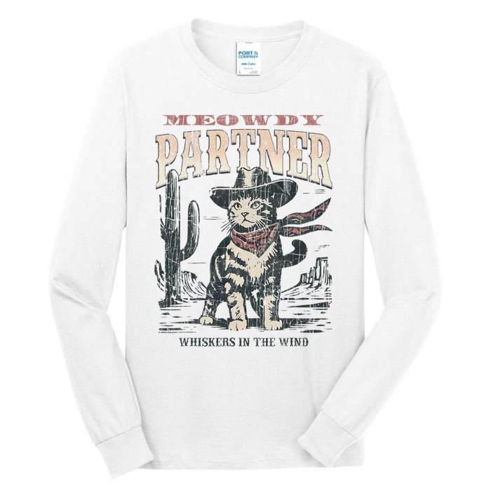 Meowdy Partner Cowboy Cat Vintage Tall Long Sleeve T-Shirt