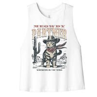 Meowdy Partner Cowboy Cat Vintage Women's Racerback Cropped Tank