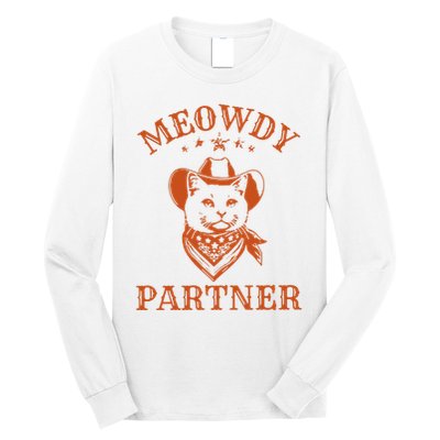 Meowdy Partner Cowboy Cat Vintage Cowboy Long Sleeve Shirt