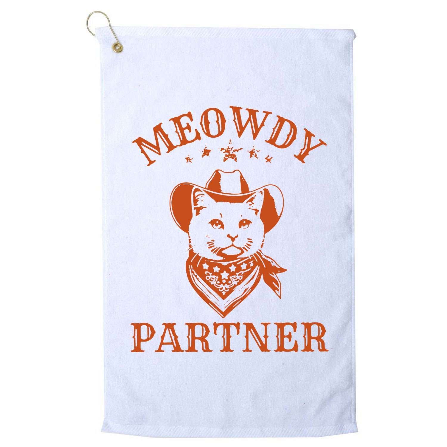 Meowdy Partner Cowboy Cat Vintage Cowboy Golf Towel
