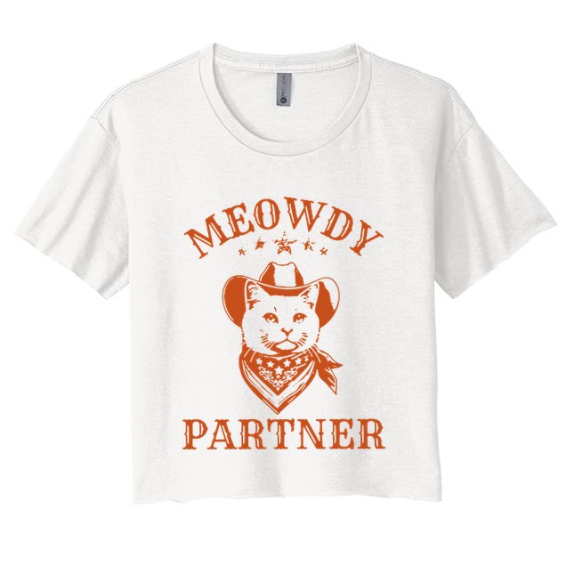 Meowdy Partner Cowboy Cat Vintage Cowboy Crop Top