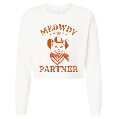 Meowdy Partner Cowboy Cat Vintage Cowboy Cropped Pullover Crew