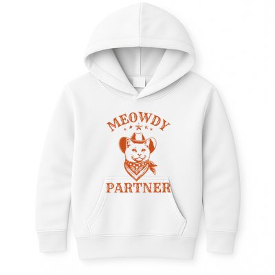 Meowdy Partner Cowboy Cat Vintage Cowboy Kids Hoodie