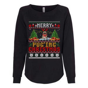 Merry Pugging Christmas Santa Claus Pug Dog Xmas Tree Lights Gift Womens California Wash Sweatshirt