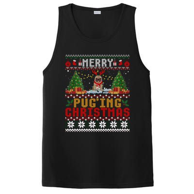 Merry Pugging Christmas Santa Claus Pug Dog Xmas Tree Lights Gift PosiCharge Competitor Tank