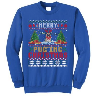 Merry Pugging Christmas Santa Claus Pug Dog Xmas Tree Lights Gift Sweatshirt