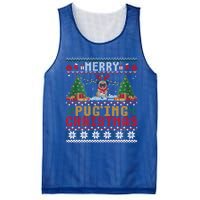 Merry Pugging Christmas Santa Claus Pug Dog Xmas Tree Lights Gift Mesh Reversible Basketball Jersey Tank