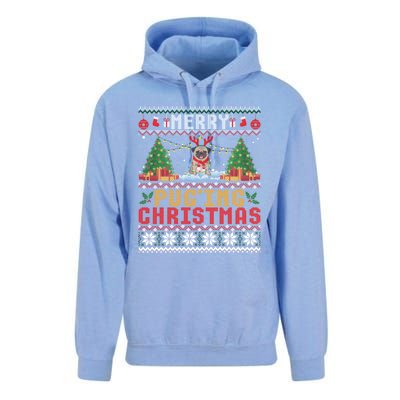 Merry Pugging Christmas Santa Claus Pug Dog Xmas Tree Lights Gift Unisex Surf Hoodie