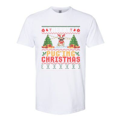 Merry Pugging Christmas Santa Claus Pug Dog Xmas Tree Lights Gift Softstyle CVC T-Shirt