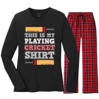 My Playing Cricket Sports Player Lover Team Coach Graphic Women's Long Sleeve Flannel Pajama Set 