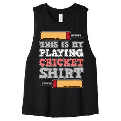 My Playing Cricket Sports Player Lover Team Coach Graphic Women's Racerback Cropped Tank