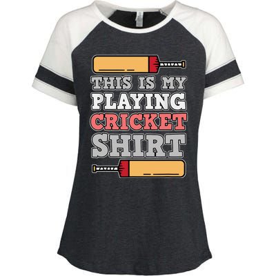 My Playing Cricket Sports Player Lover Team Coach Graphic Enza Ladies Jersey Colorblock Tee