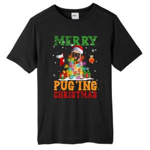 Merry Pugging Christmas Santa Claus Pug Dog Xmas Tree Lights Gift Tall Fusion ChromaSoft Performance T-Shirt