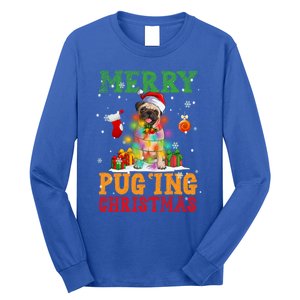 Merry Pugging Christmas Santa Claus Pug Dog Xmas Tree Lights Gift Long Sleeve Shirt