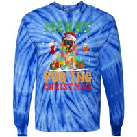 Merry Pugging Christmas Santa Claus Pug Dog Xmas Tree Lights Gift Tie-Dye Long Sleeve Shirt