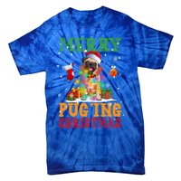 Merry Pugging Christmas Santa Claus Pug Dog Xmas Tree Lights Gift Tie-Dye T-Shirt