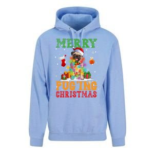 Merry Pugging Christmas Santa Claus Pug Dog Xmas Tree Lights Gift Unisex Surf Hoodie