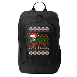 Merry Pitmas Christmas Pitbull Ugly Style Cute Gift City Backpack