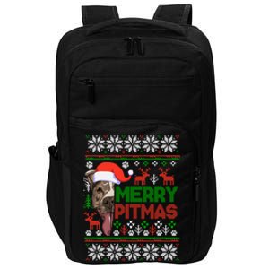 Merry Pitmas Christmas Pitbull Ugly Style Cute Gift Impact Tech Backpack