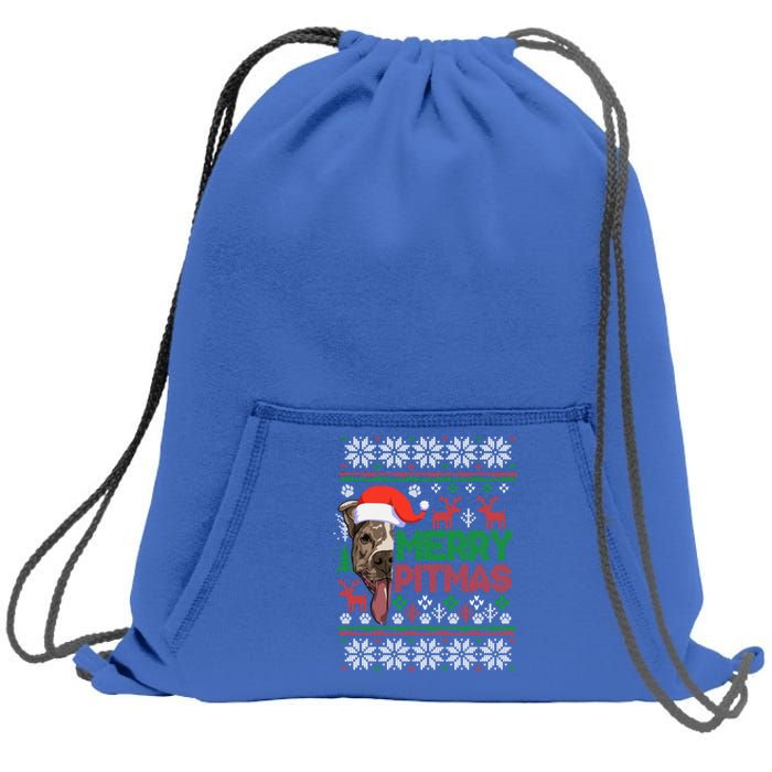 Merry Pitmas Christmas Pitbull Ugly Style Cute Gift Sweatshirt Cinch Pack Bag