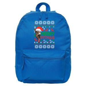 Merry Pitmas Christmas Pitbull Ugly Style Cute Gift 16 in Basic Backpack