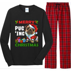 Merry PugIng Christmas Santa Pug Dog Christmas Tree Lights Gift Long Sleeve Pajama Set