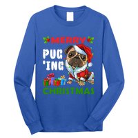 Merry PugIng Christmas Santa Pug Dog Christmas Tree Lights Gift Long Sleeve Shirt