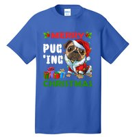 Merry PugIng Christmas Santa Pug Dog Christmas Tree Lights Gift Tall T-Shirt