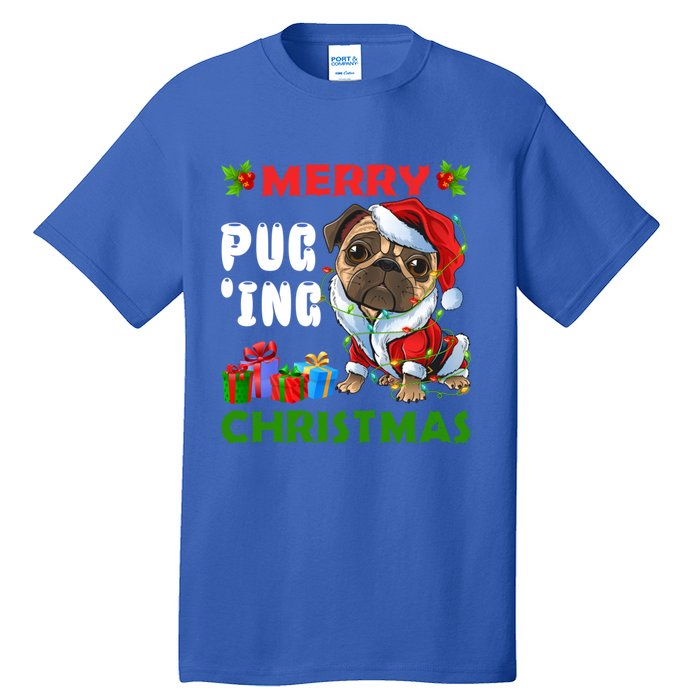 Merry PugIng Christmas Santa Pug Dog Christmas Tree Lights Gift Tall T-Shirt