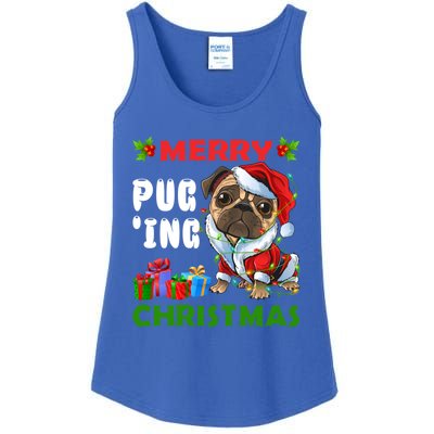 Merry PugIng Christmas Santa Pug Dog Christmas Tree Lights Gift Ladies Essential Tank