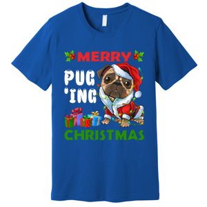 Merry PugIng Christmas Santa Pug Dog Christmas Tree Lights Gift Premium T-Shirt