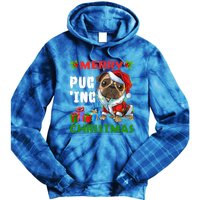 Merry PugIng Christmas Santa Pug Dog Christmas Tree Lights Gift Tie Dye Hoodie