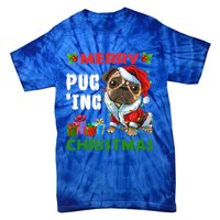 Merry PugIng Christmas Santa Pug Dog Christmas Tree Lights Gift Tie-Dye T-Shirt