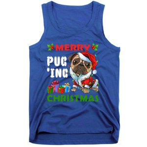 Merry PugIng Christmas Santa Pug Dog Christmas Tree Lights Gift Tank Top