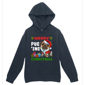 Merry PugIng Christmas Santa Pug Dog Christmas Tree Lights Gift Urban Pullover Hoodie