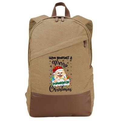 Merry Pomeranian Christmas Pomeranian Xmas Party Meaningful Gift Cotton Canvas Backpack