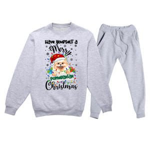 Merry Pomeranian Christmas Pomeranian Xmas Party Meaningful Gift Premium Crewneck Sweatsuit Set