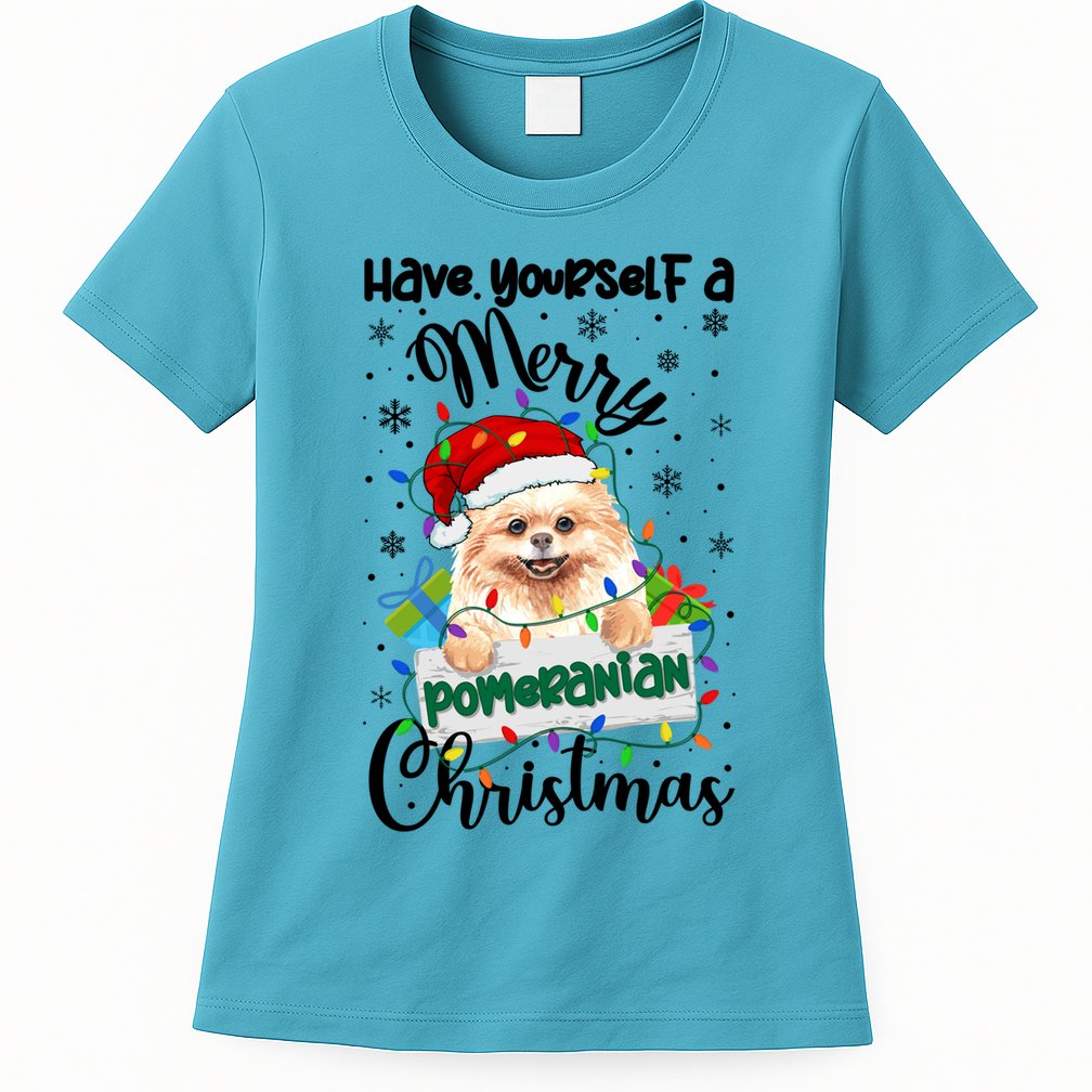 Merry Pomeranian Christmas Pomeranian Xmas Party Meaningful Gift Womens T-Shirt