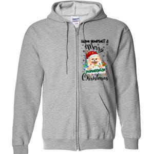 Merry Pomeranian Christmas Pomeranian Xmas Party Meaningful Gift Full Zip Hoodie